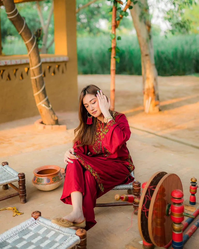 Balochi Embroidery Side Pocket 2-piece dress.